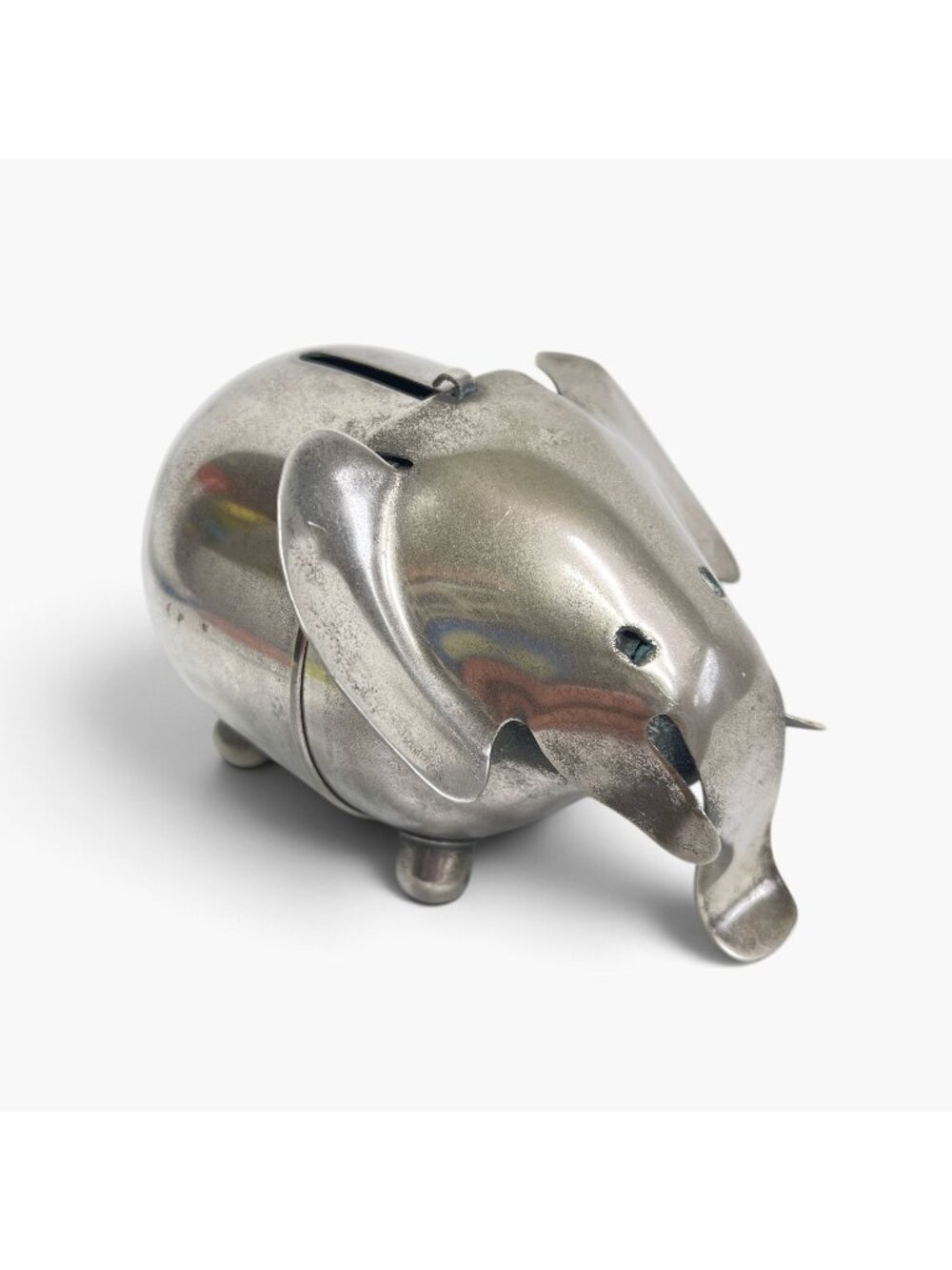 Vintage Napier Elephant Coin Bank Silver Plate MCM Baby Nursery Figural Bank